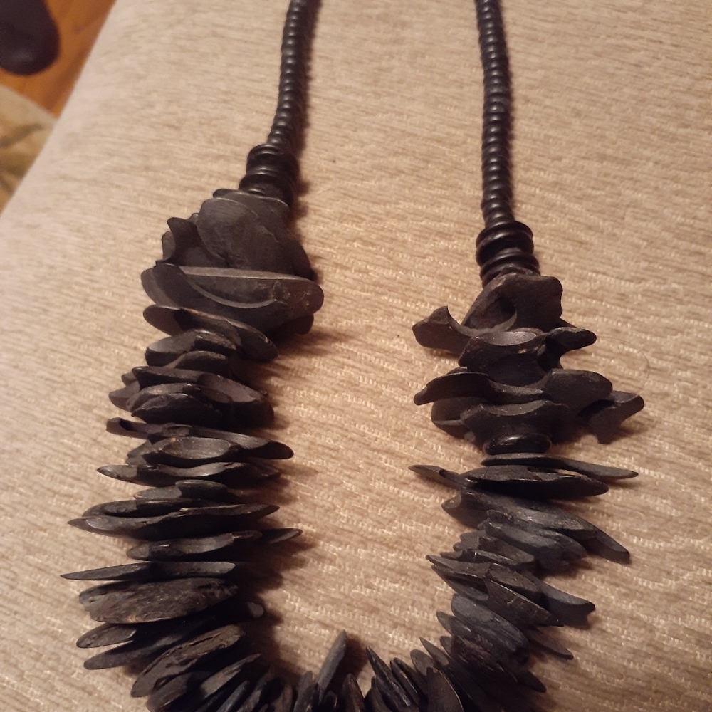 Black Wooden Beaded Necklace